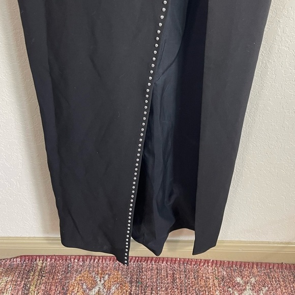 Likely Charlene Silver Studded Black Gown with Side Slit Size 4 - Picture 7 of 11